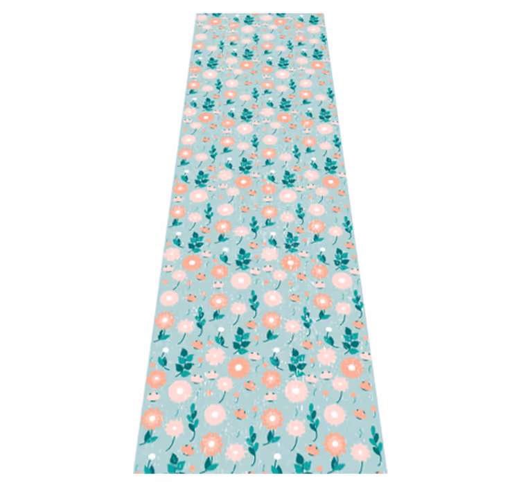 Alfombra vinílica dormitorio floral azul shabby chic - TenVinilo