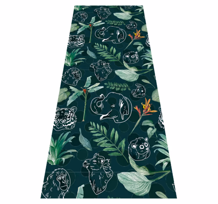 Alfombra vinílica dormitorio animales y árboles coloridos - TenVinilo