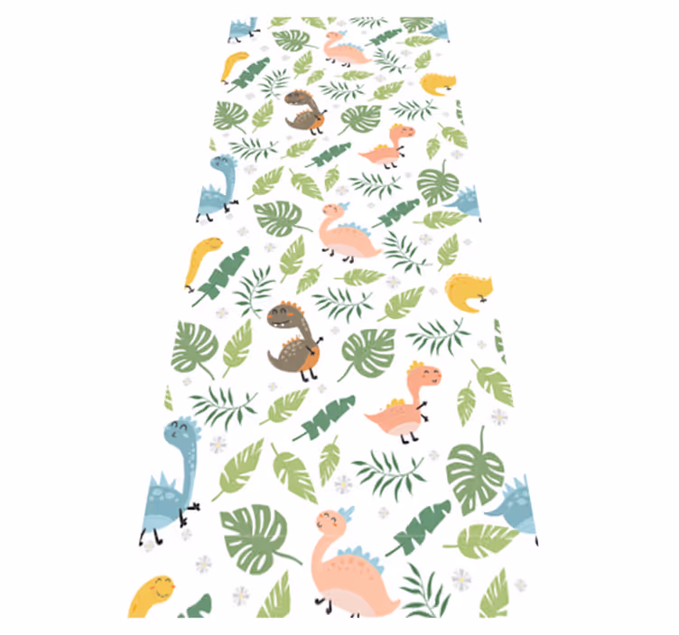 Alfombra vinílica dormitorio pastel color bosque dinosaurios - TenVinilo