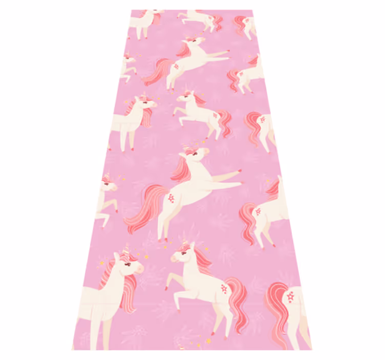 Alfombra vinílica dormitorio unicornio pastel con flores - TenVinilo