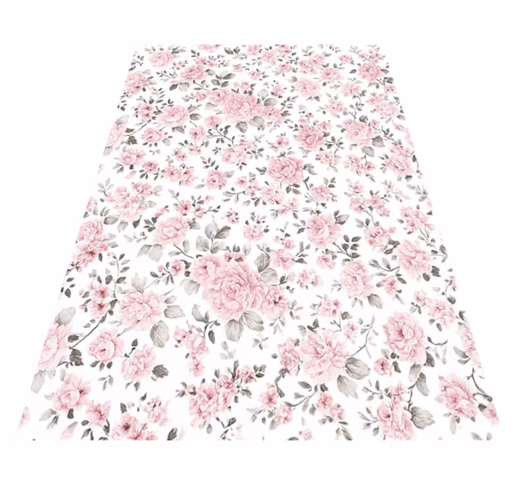 Alfombra vinílica dormitorio diseño floral retro grande - TenVinilo