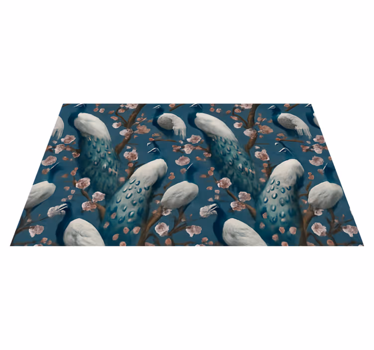 Alfombra vinílica dormitorio pavos reales elegantes - TenVinilo