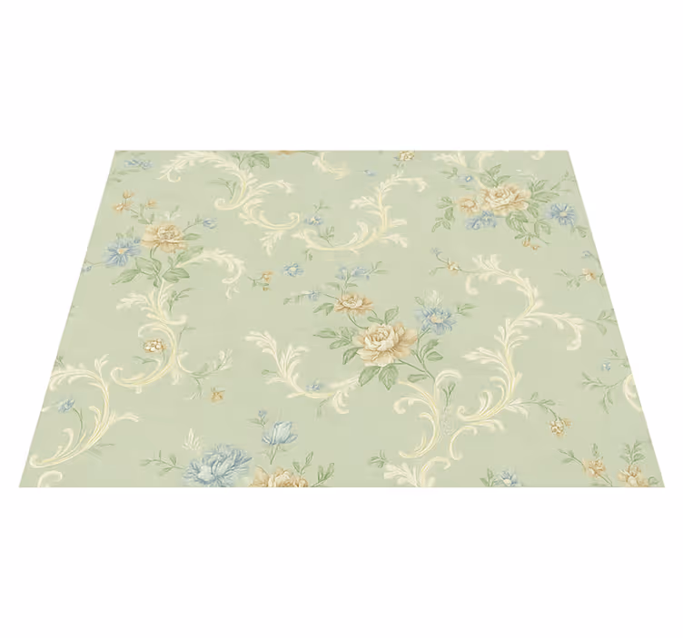 Alfombra vinílica dormitorio flores y ornamentos vintage - TenVinilo