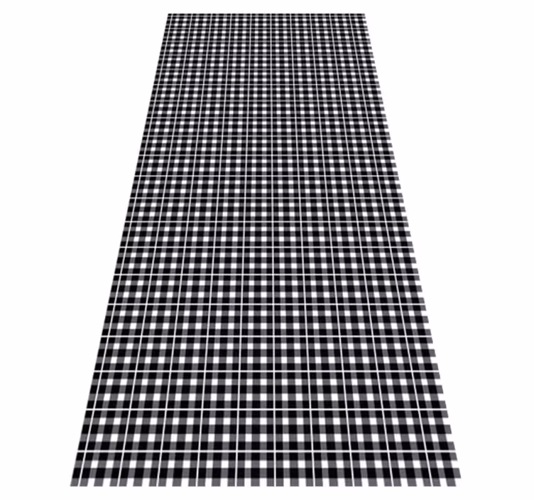 Alfombra vinílica oficina cuadro vichy blanco y negro - TenVinilo
