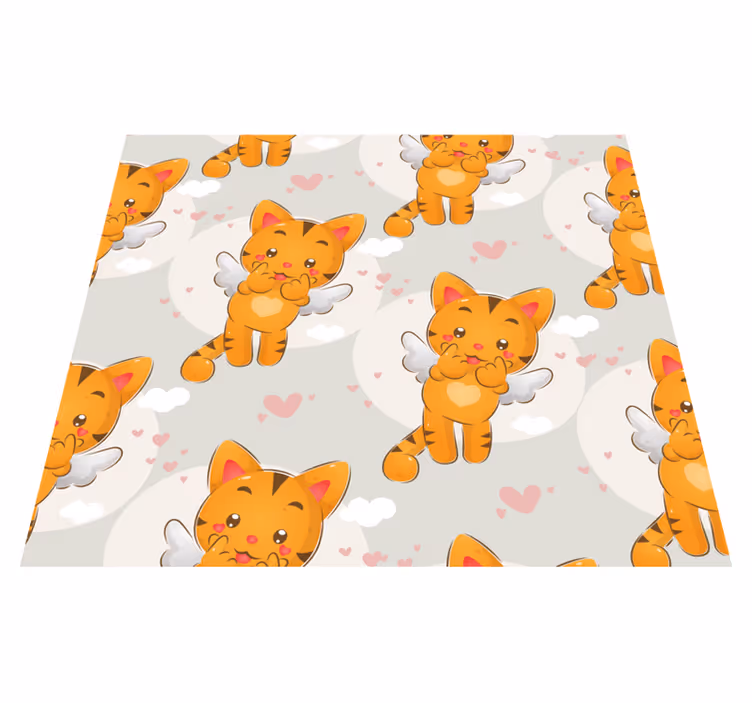 Alfombra vinílica dormitorio gatitos voladores adorables - TenVinilo