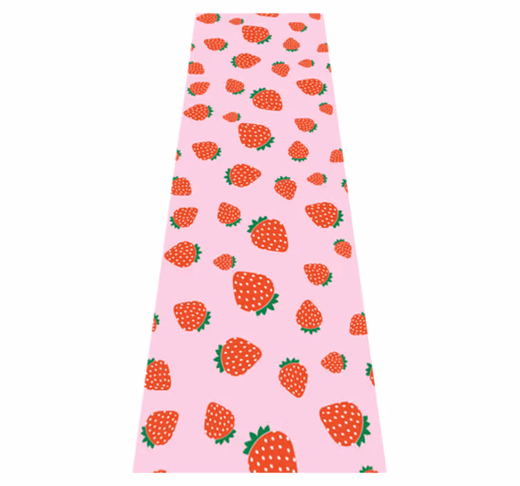Alfombra vinílica dormitorio con diseño de fresas rosas - TenVinilo
