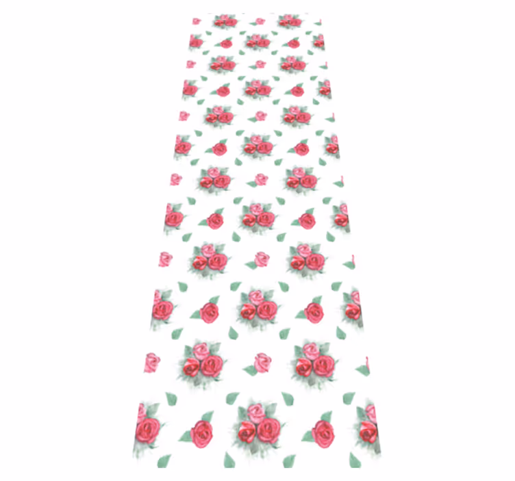 Alfombra vinílica dormitorio patrón de rosas rojas y pink - TenVinilo