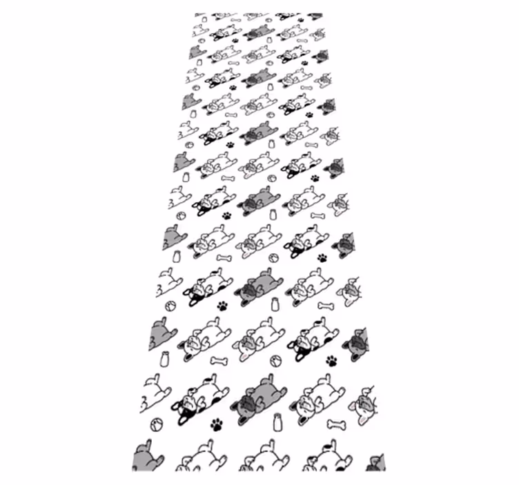 Alfombra vinílica dormitorio patrón de perros gris y negro - TenVinilo