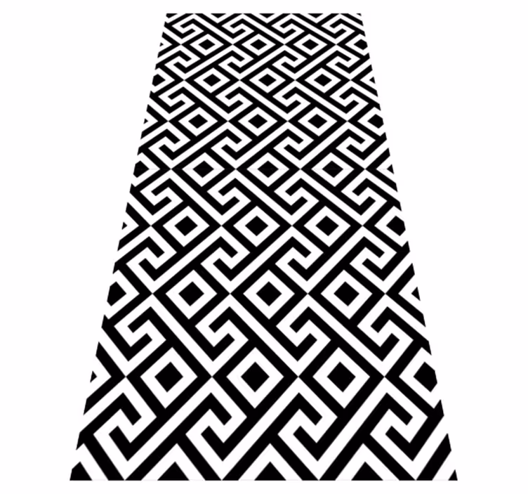 Alfombra vinílica nórdica patrón geométrico blanco y negro - TenVinilo