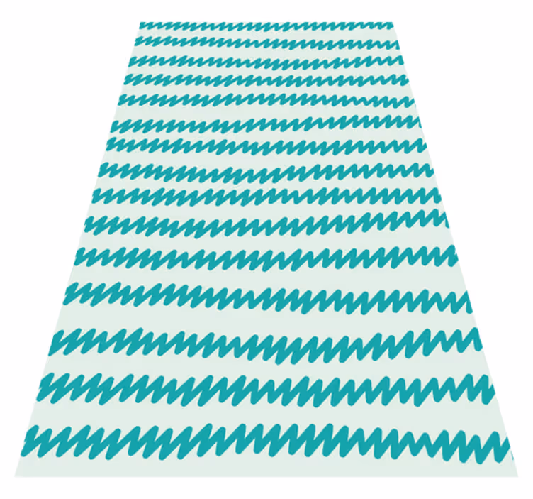 Alfombra vinílica nórdica zig zag en acuamarina y blanco - TenVinilo