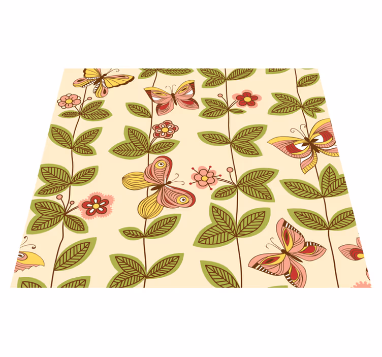Alfombra vinílica naturaleza mariposas - TenVinilo