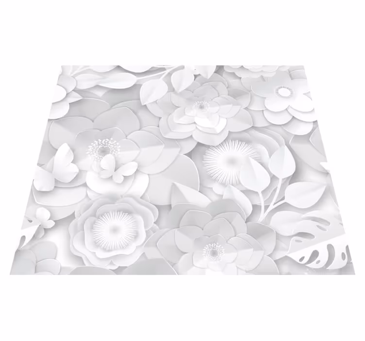 Alfombra vinílica naturaleza flores blancas 3d - TenVinilo