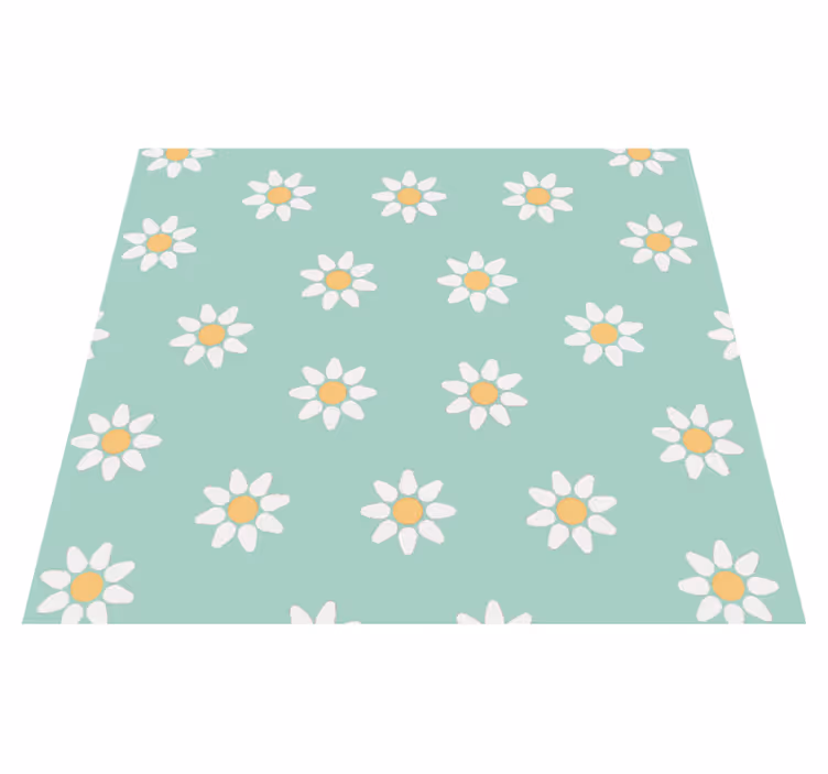 Alfombra vinílica naturaleza patrón margaritas infantiles - TenVinilo