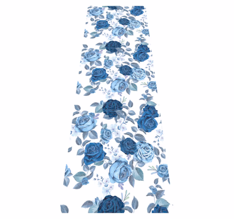 Alfombra vinílica naturaleza patrón azul y salvaje - TenVinilo