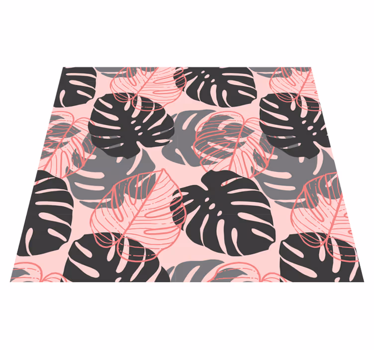 Alfombra vinílica naturaleza monstruosa rosa y gris - TenVinilo