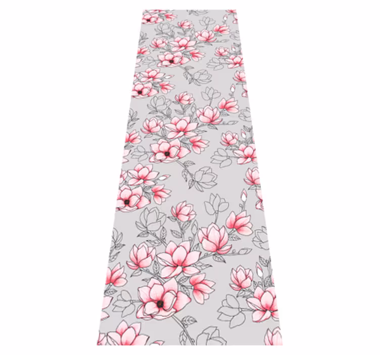 Alfombra vinílica naturaleza flores de magnolia plata - TenVinilo