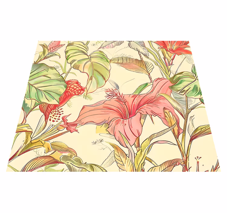 Alfombra vinílica naturaleza patrón flores inglés - TenVinilo