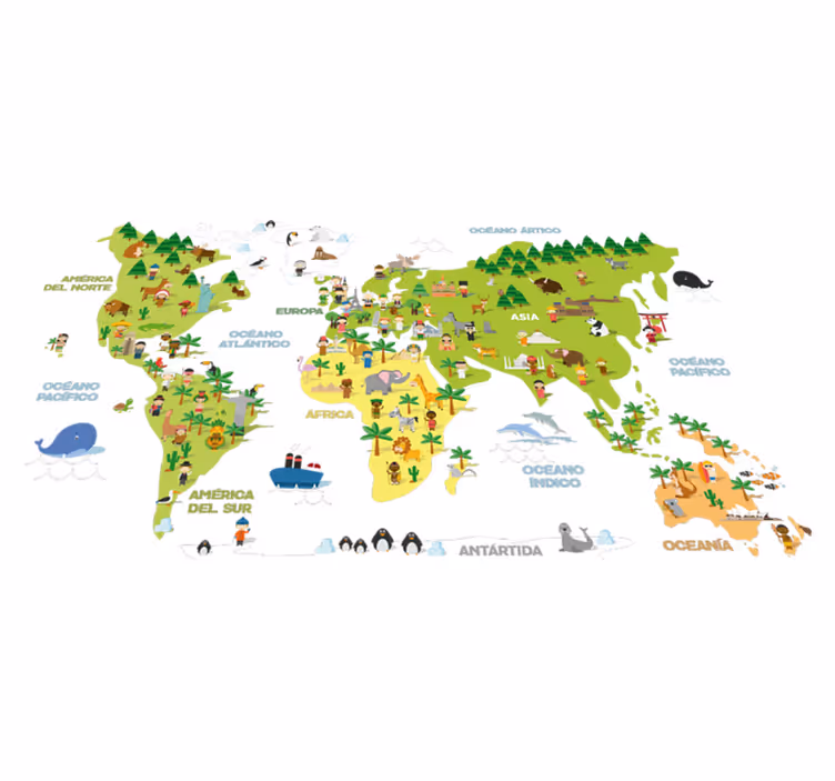 Alfombra vinílica mapamundi infantil de países - TenVinilo