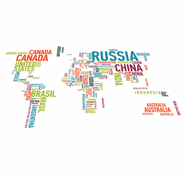 Alfombra vinílica mapamundi países color fondo - TenVinilo