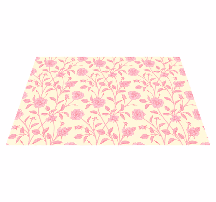 Alfombra vinílica vintage rosas pequeñas sobre fondo rosa - TenVinilo