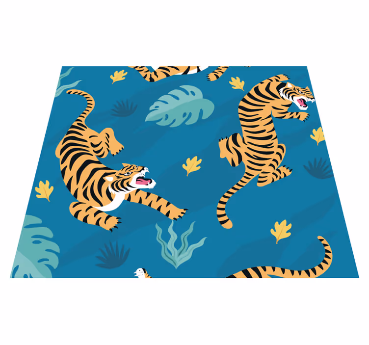 Alfombra vinílica animales fondo de tigres - TenVinilo