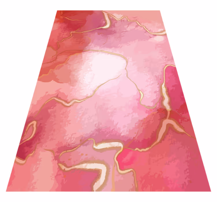 Alfombra vinílica moderna efecto mármol rosa y oro - TenVinilo
