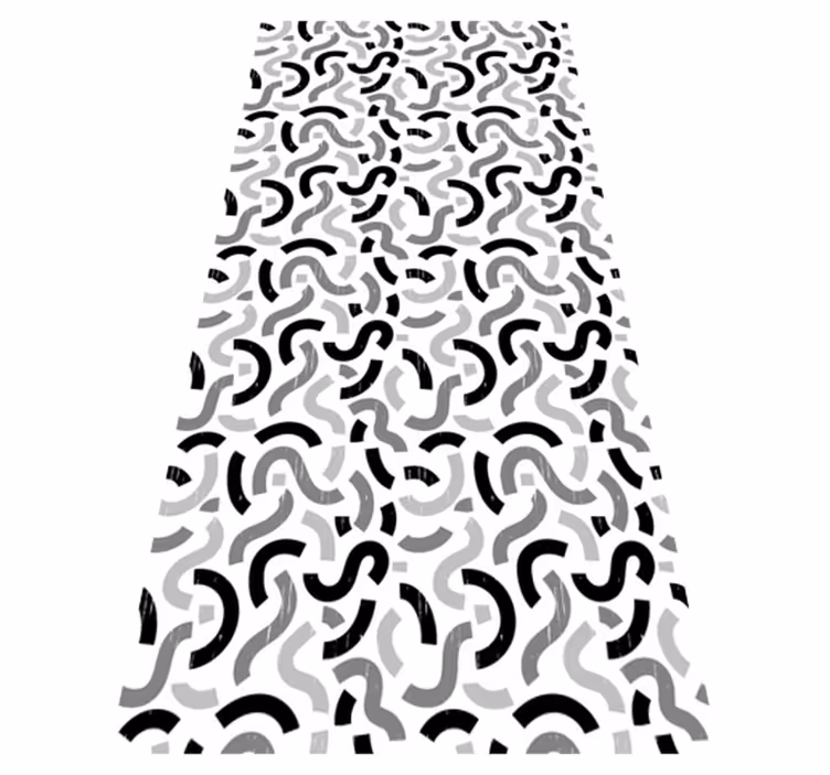 Alfombra vinílica imitación patrón de formas blanco y negro - TenVinilo