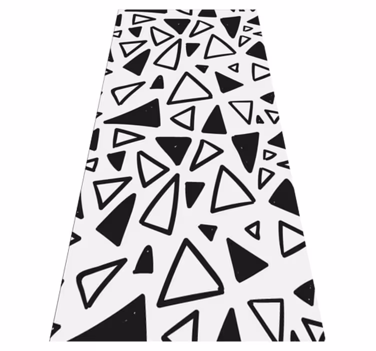 Alfombra vinílica imitación triángulo blanco y negro - TenVinilo