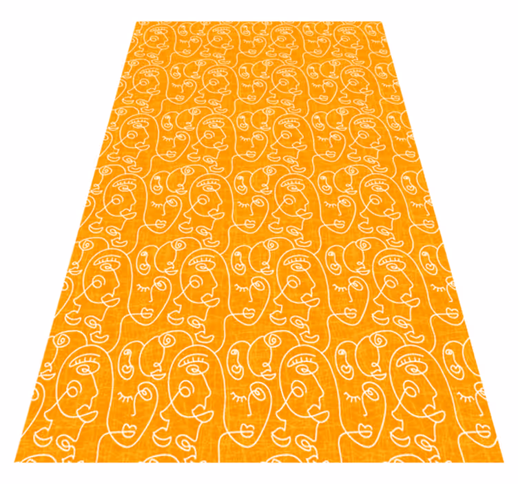 Alfombra vinílica imitación mujeres dibujadas en naranja - TenVinilo