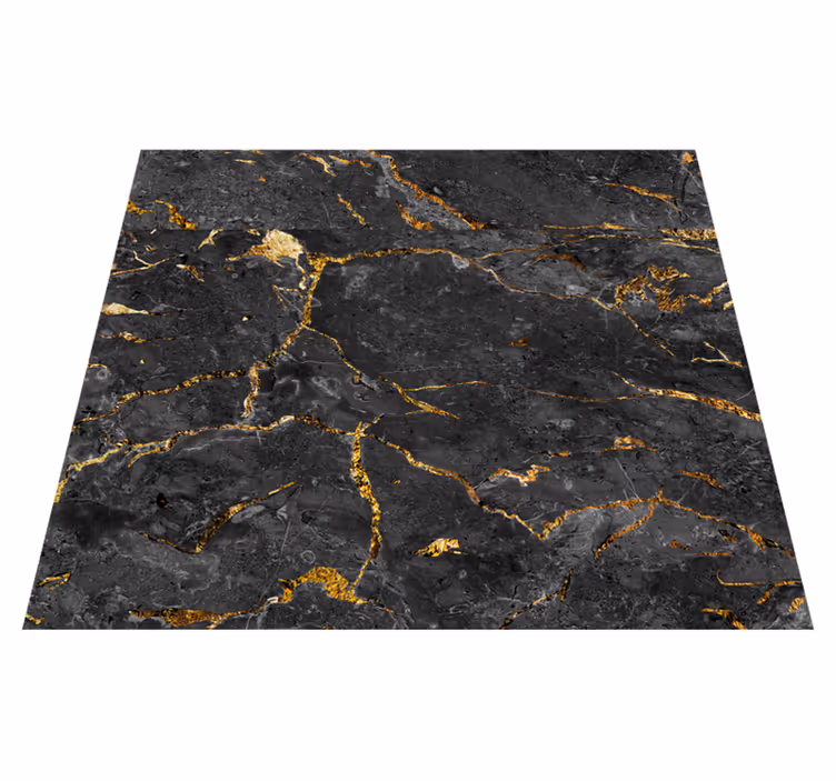 Alfombra vinílica imitación mármol negro dorado - TenVinilo