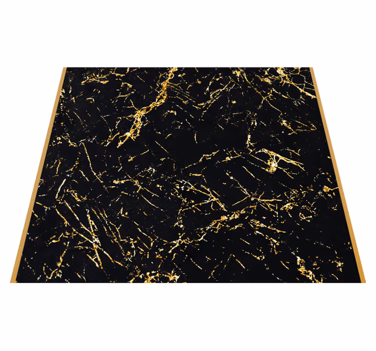 Alfombra vinílica imitación textura mármol negro y dorado - TenVinilo