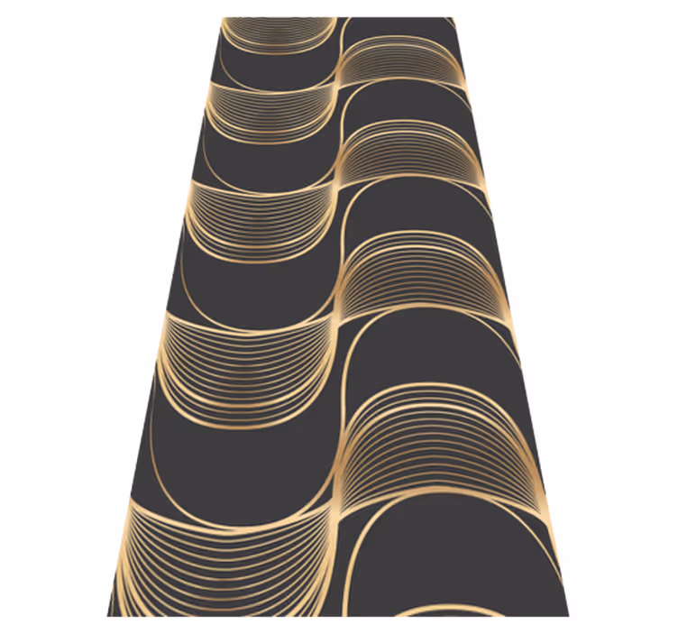 Alfombra vinílica vintage patrón decorativo ondas doradas - TenVinilo