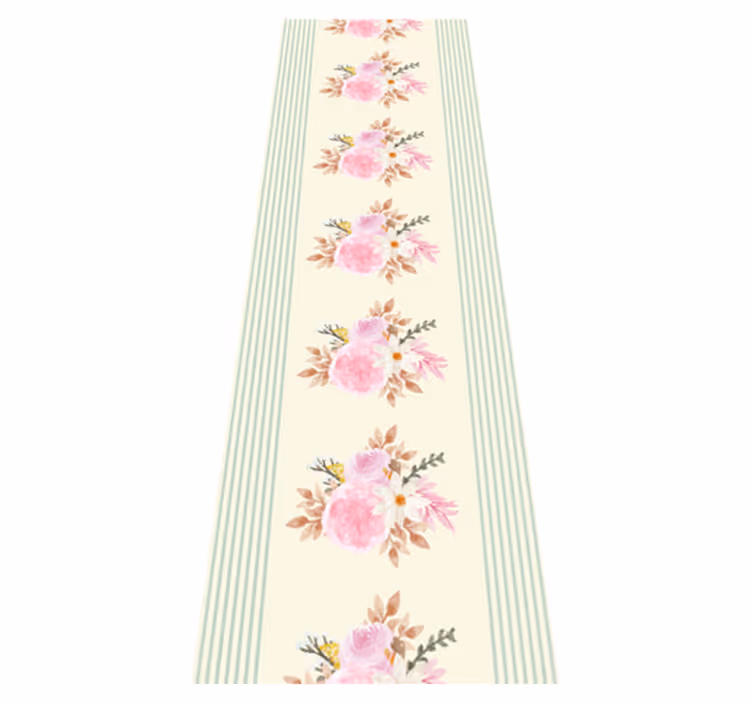 Alfombra vinílica vintage con patrón floral a rayas - TenVinilo