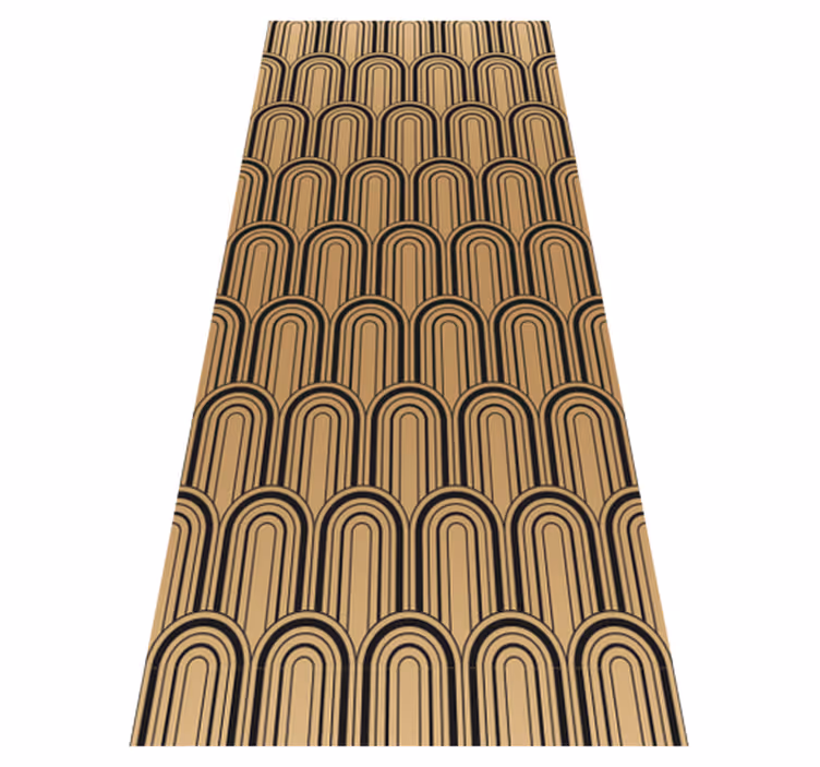Alfombra vinílica vintage patrón decorativo arco dorado - TenVinilo