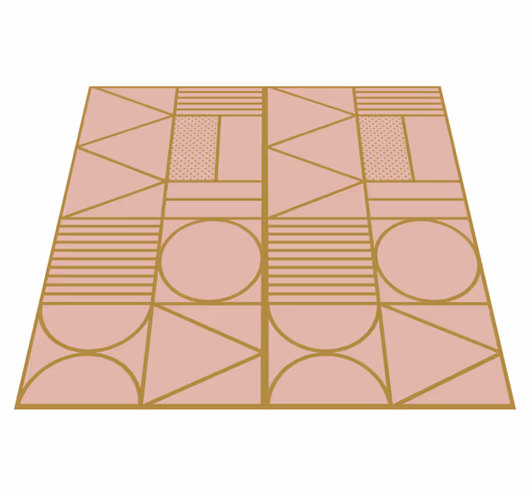 Alfombra vinílica imitación bloques dorado y rosa - TenVinilo