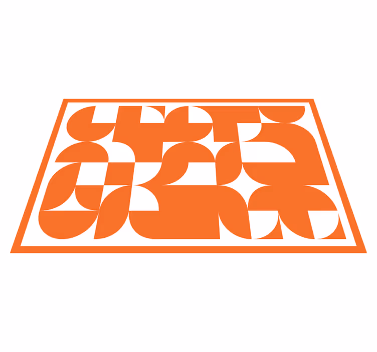 Alfombra vinílica geométrica patrón arte círculos naranjas - TenVinilo