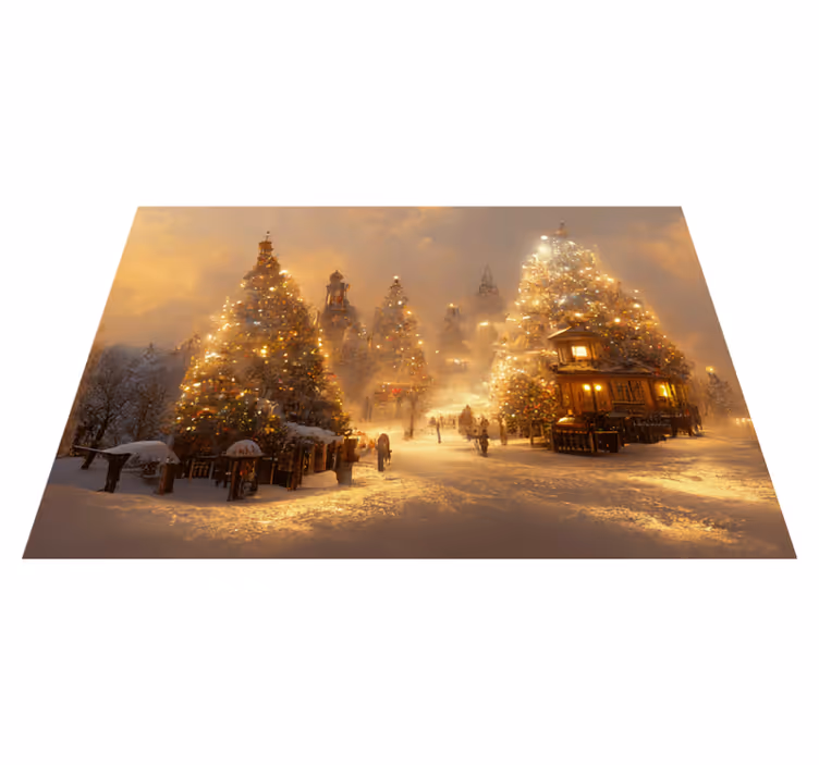 Alfombra vinílica navidad paisaje invernal - TenVinilo