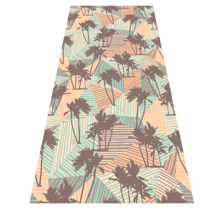 Alfombra vinílica salón palms y triángulos tropicales - TenVinilo
