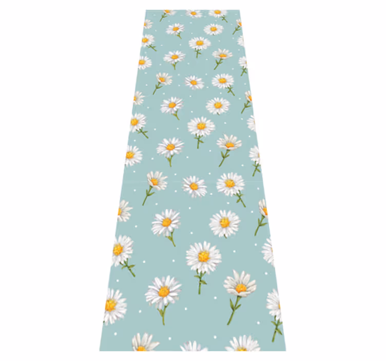 Alfombra vinílica pasillo patrón flores margarita - TenVinilo