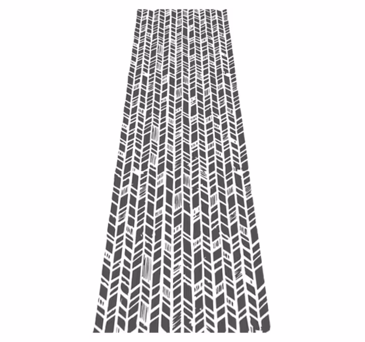 Alfombra vinílica pasillo patrón tribal blanco y negro - TenVinilo