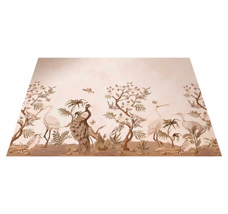Alfombra vinílica beige fauna vintage - TenVinilo