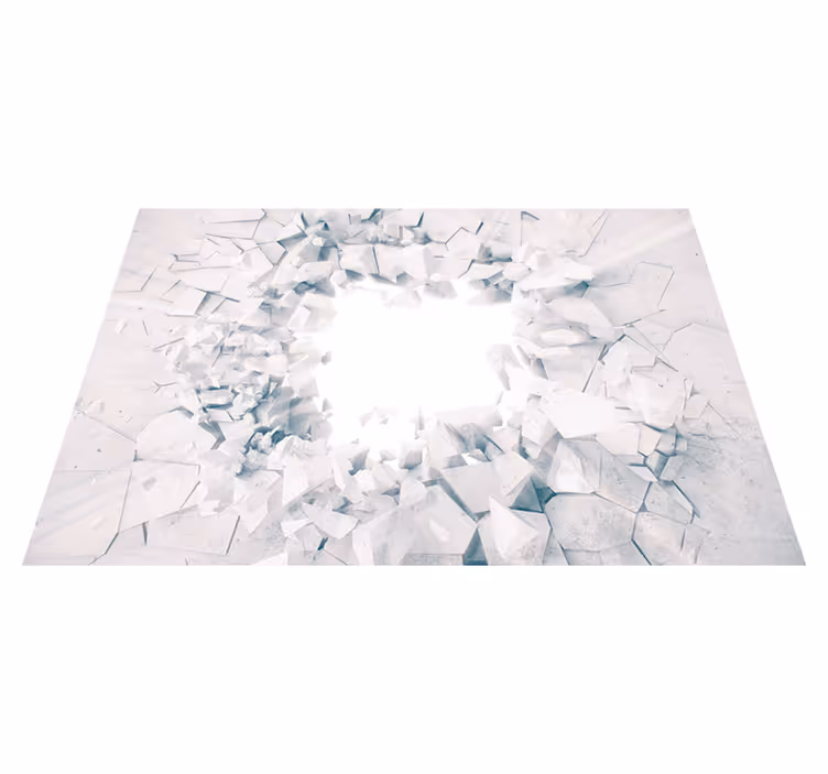 Alfombra vinílica blanca con formas geométricas explosivas - TenVinilo
