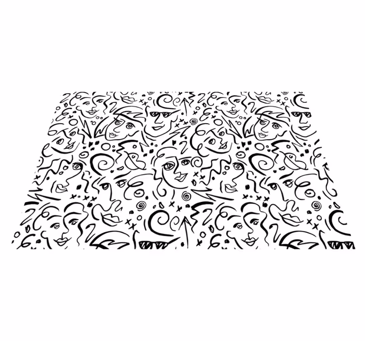 Alfombra vinílica blanca arte graffiti en blanco y negro - TenVinilo