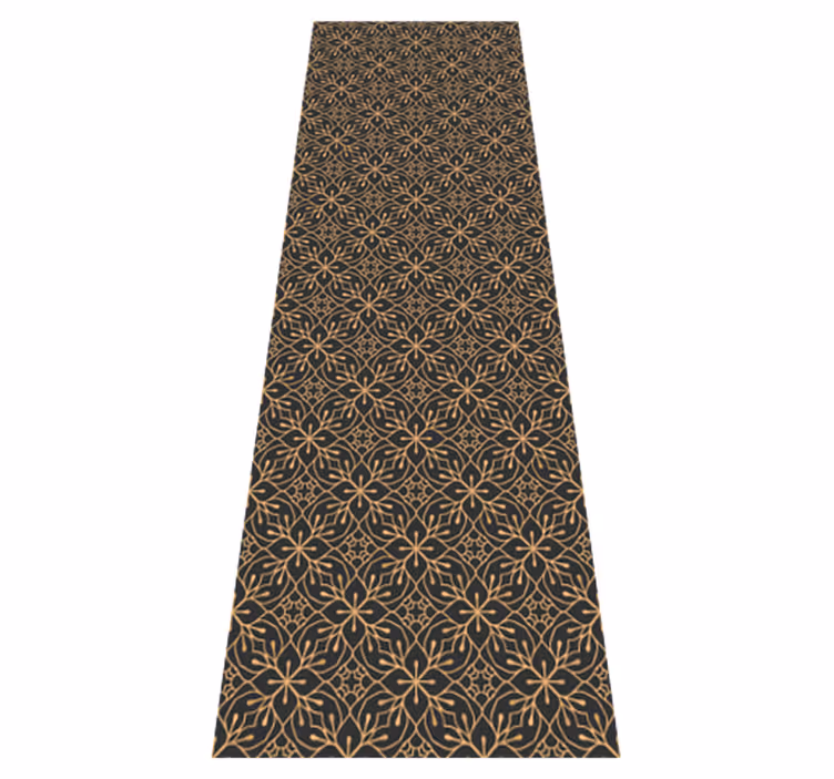 Alfombra vinílica marrón con estampado floral indio - TenVinilo