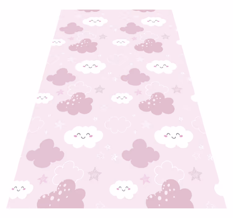 Alfombra vinílica lila fondo rosa con blanco feliz - TenVinilo