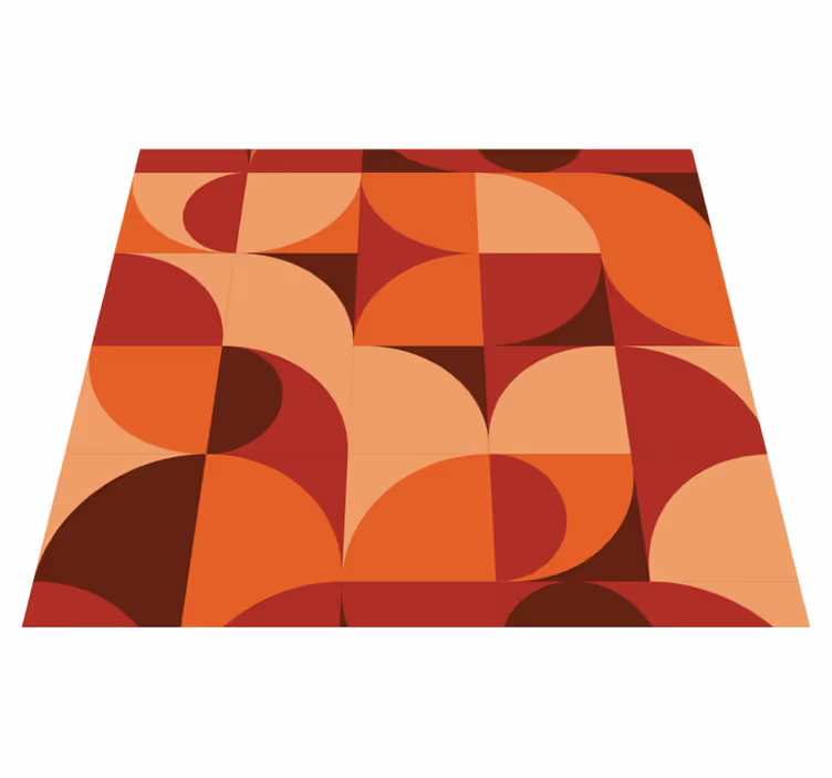 Alfombra vinílica naranja estampado retro rojo - TenVinilo