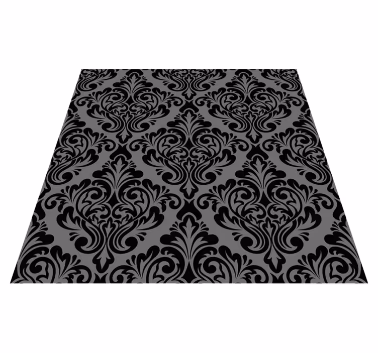 Alfombra vinilica negra damasco negro vintage - TenVinilo
