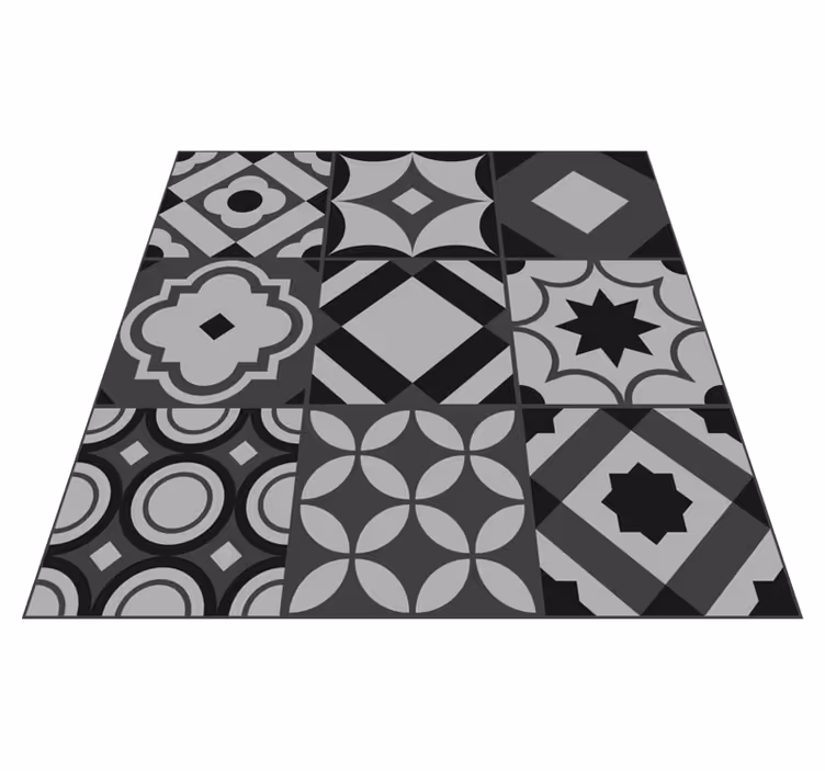 Alfombra vinilica negra baldosas negras - TenVinilo