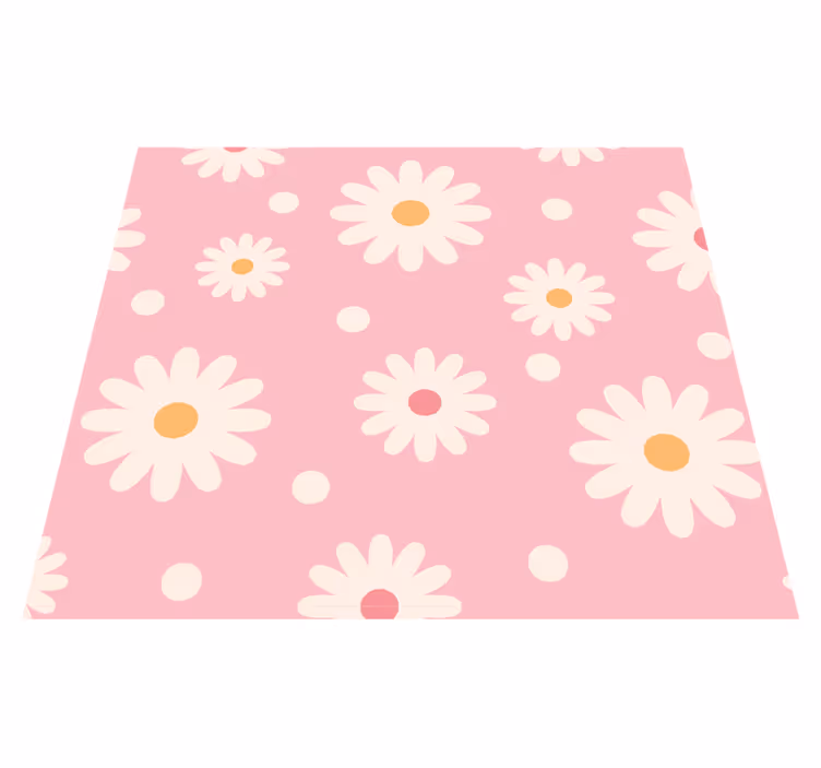 Alfombra vinílica exterior fondo rosa con margaritas - TenVinilo