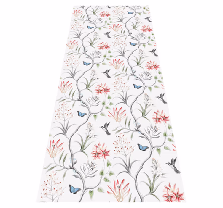 Alfombra vinílica exterior rama de flores y mariposas - TenVinilo